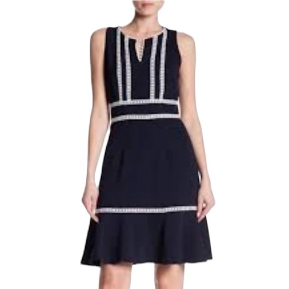 Nanette Lepore Dresses & Skirts - Nanette Lepore Navy White Lace Dress